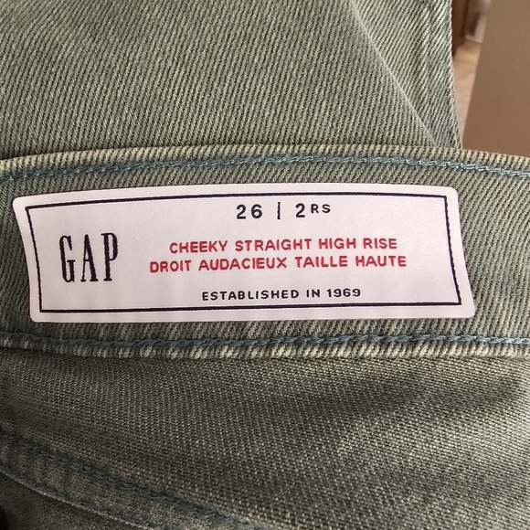 Sage Green Cheeky Straight High Rise Raw Hem Denim Jeans - GAP - Picture 5 of 5